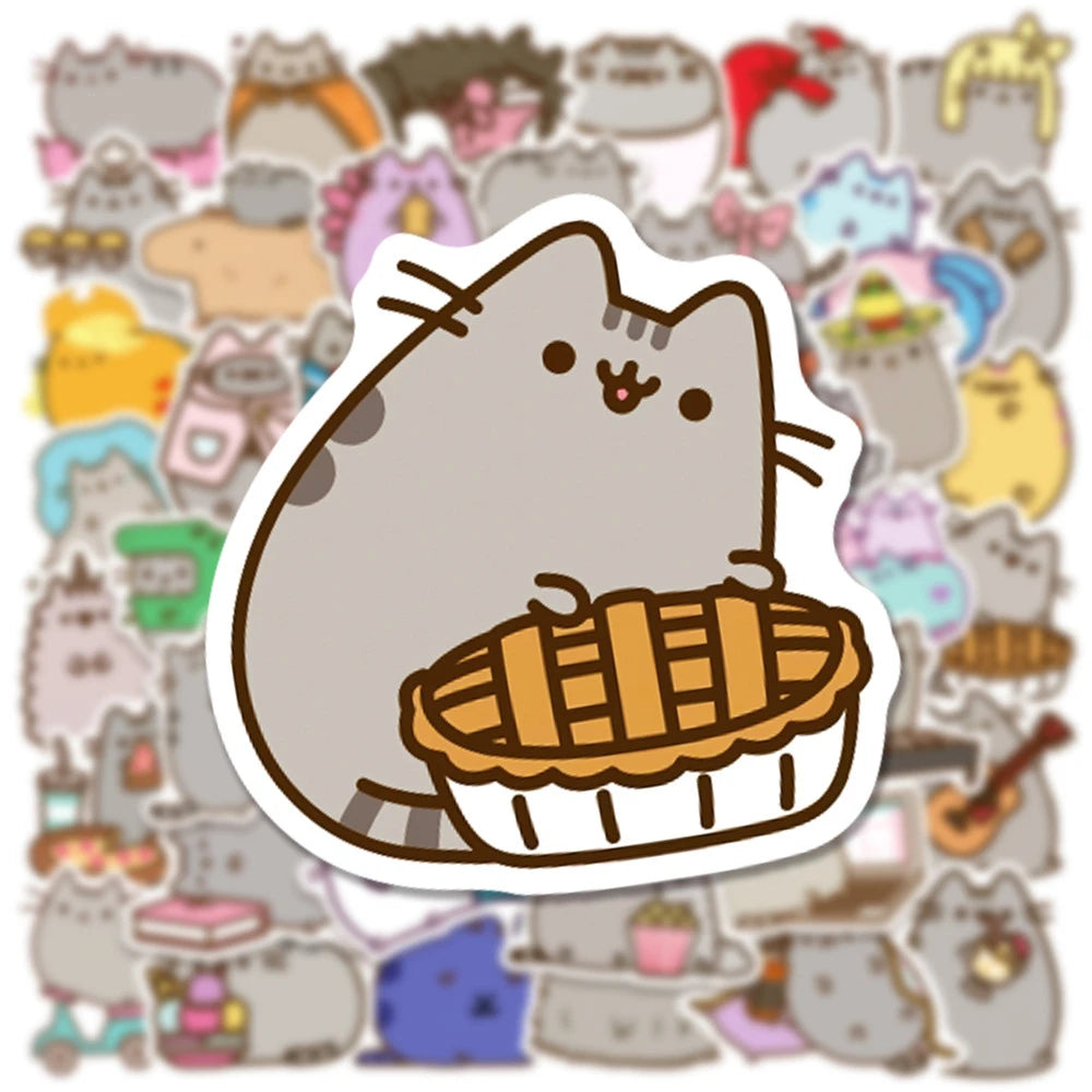 50/100-Piece Cute Cat Stickers - Waterproof Kawaii Cartoon Decals for Laptops, Stationery, Notebooks, and Kids’ Gifts