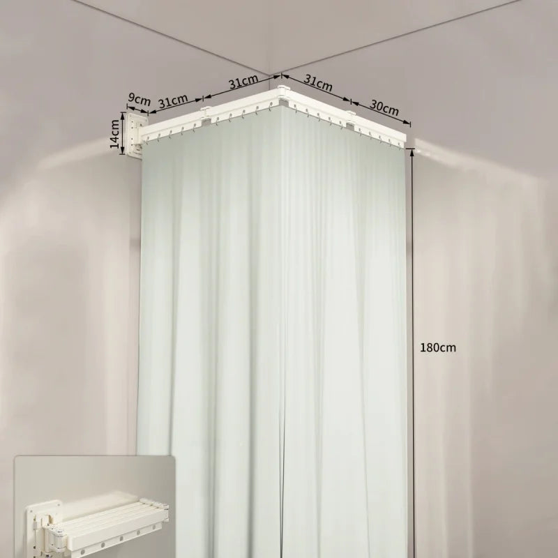 Folding Shower Curtain Partition - Waterproof Retractable Bathroom Divider for Dry & Wet Separation