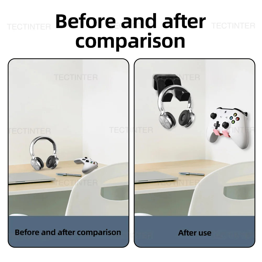 Wall Mount Stand for Switch Pro, PS5, PS4 & Xbox One Controllers — Headphone & Headset Holder Gaming Accessories