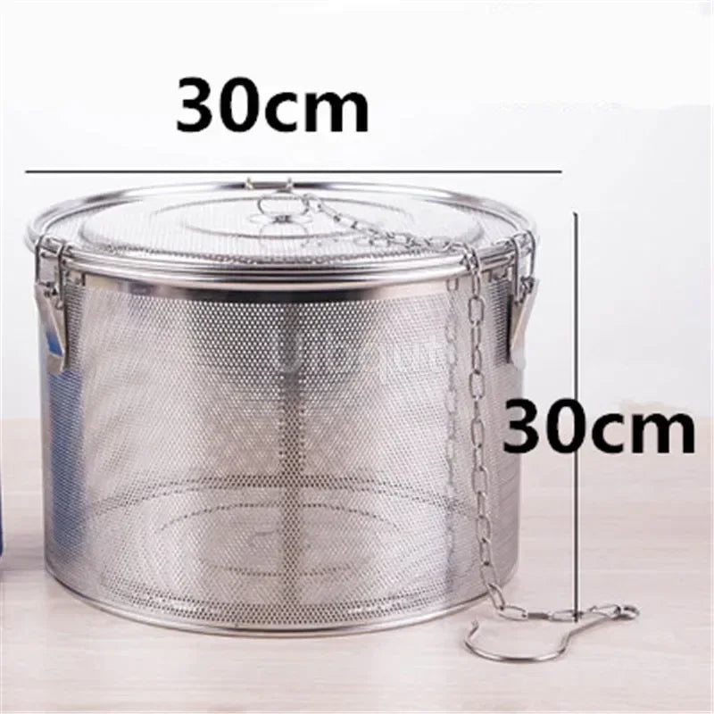 304 Stainless Steel Round Hole Seasoning Bag — Spice, Gravy & Soup Strainer Basket for Brine, Hot Pot, and Slag Separation