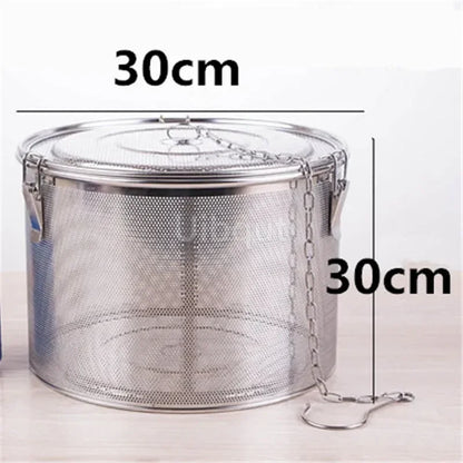 304 Stainless Steel Round Hole Seasoning Bag — Spice, Gravy & Soup Strainer Basket for Brine, Hot Pot, and Slag Separation