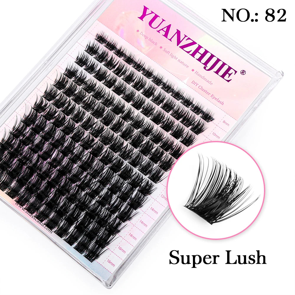 DIY 144 Cluster Lashes – Natural C/D Curl Individual Mink Eyelashes, Free Shipping, Home Makeup Supplies