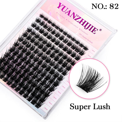 DIY 144 Cluster Lashes YUANZHIJIE – Natural C/D Curl Segmented Mink Individual Eyelash Extensions Kit for Home Makeup & Professional Volume Look (Free Shipping)