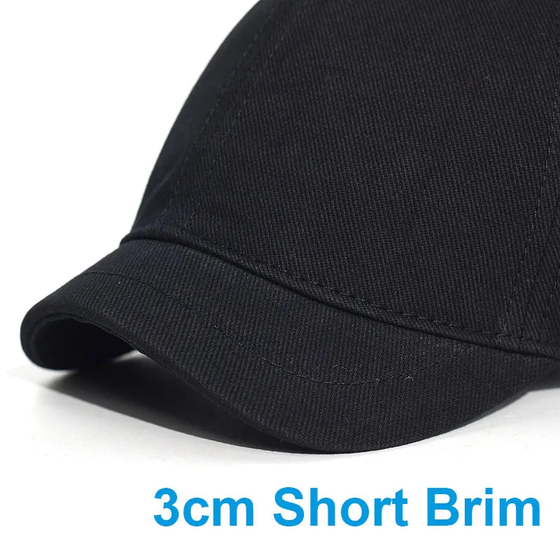 Men's & Women's Short Brim Cotton Baseball Cap – Vintage Casual Dad Hat, Adjustable Trucker Style with Nylon Fastener Tape