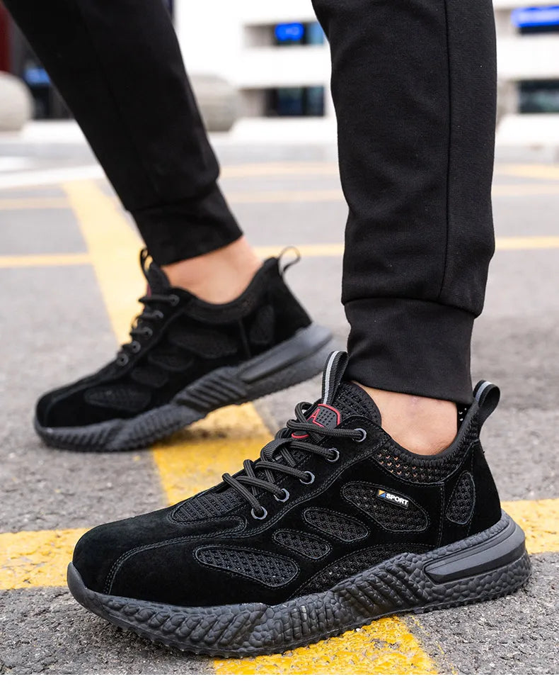 Men’s Summer Work Shoes — Lightweight Breathable Safety Sneakers with Steel Toe Cap