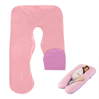 Cotton Maternity U-Shaped Body Pillow Case – 140/150cm Removable & Washable Cover for Pregnancy Support