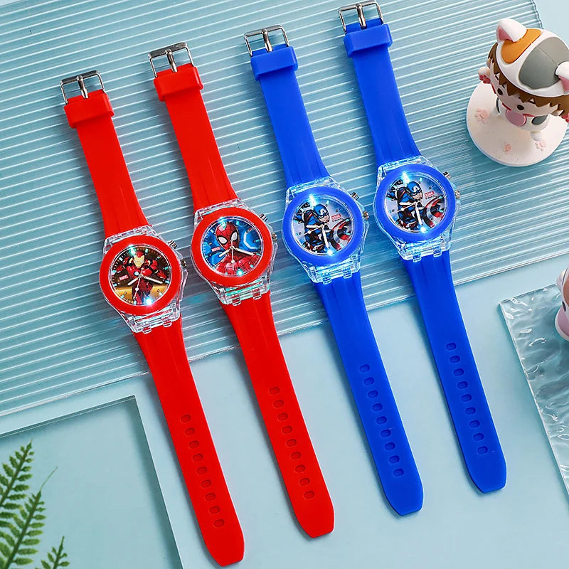 Spider-Man Kids Flash Light Watch - Silicone Strap Cartoon Digital Toy Clock Gift for Boys