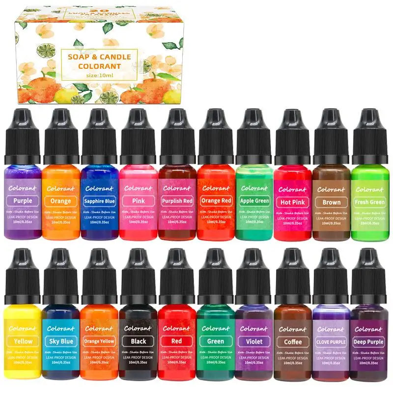 Candle Dyes Kit – Liquid Colorant Pigment Set for DIY Candle Making, Aromatherapy Soap, Soy Wax Dye & Mold Coloring Supplies