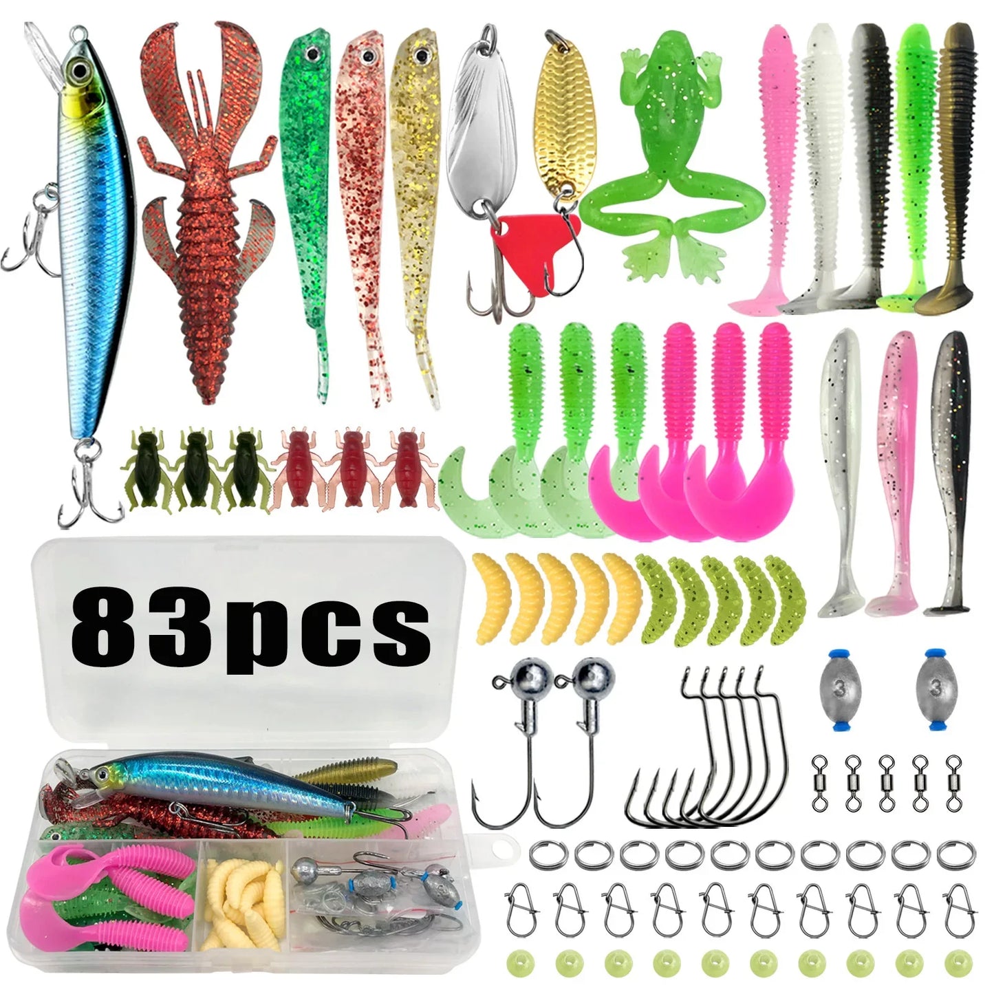 133/83PCS Fishing Lures Kit – Topwater Baits & Tackle Set for Bass, Trout & Salmon Fishing Accessories