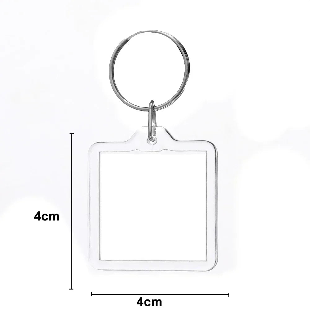 Clear Acrylic Photo Frame Keychains – Blank Rectangle Keyrings for Double-Sided Photos, DIY Supplies (5-100PCS)