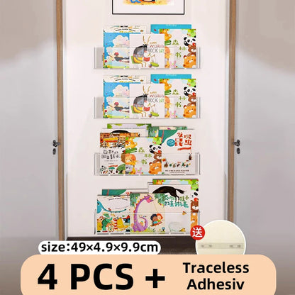 Acrylic Picture Book Display Stand – Wall Hanging Bookshelf for Children's Books, Magazines, and Storage Behind the Door