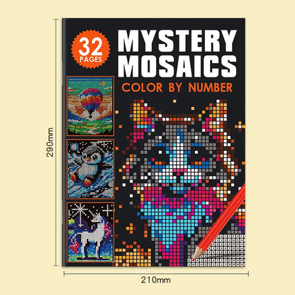 Mysterious Mosaic Color by Number Book - 32 Pages Pixel Art Coloring with Cute Animals & Scenery for Adult Stress Relief