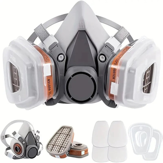 New 6200 Dust Gas Respirator - 7-in-1/16-in-1 Half Face Dust Mask for Painting, Spraying, Organic Vapor and Chemical Gas Filter, Work Safety