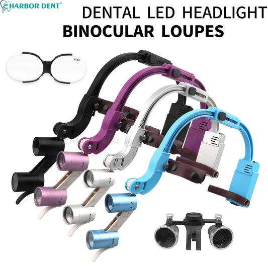 Dental Loupes LED Headlight – 2.5X/3.5X Magnification Binocular Surgical Magnifier with Comfortable Headband