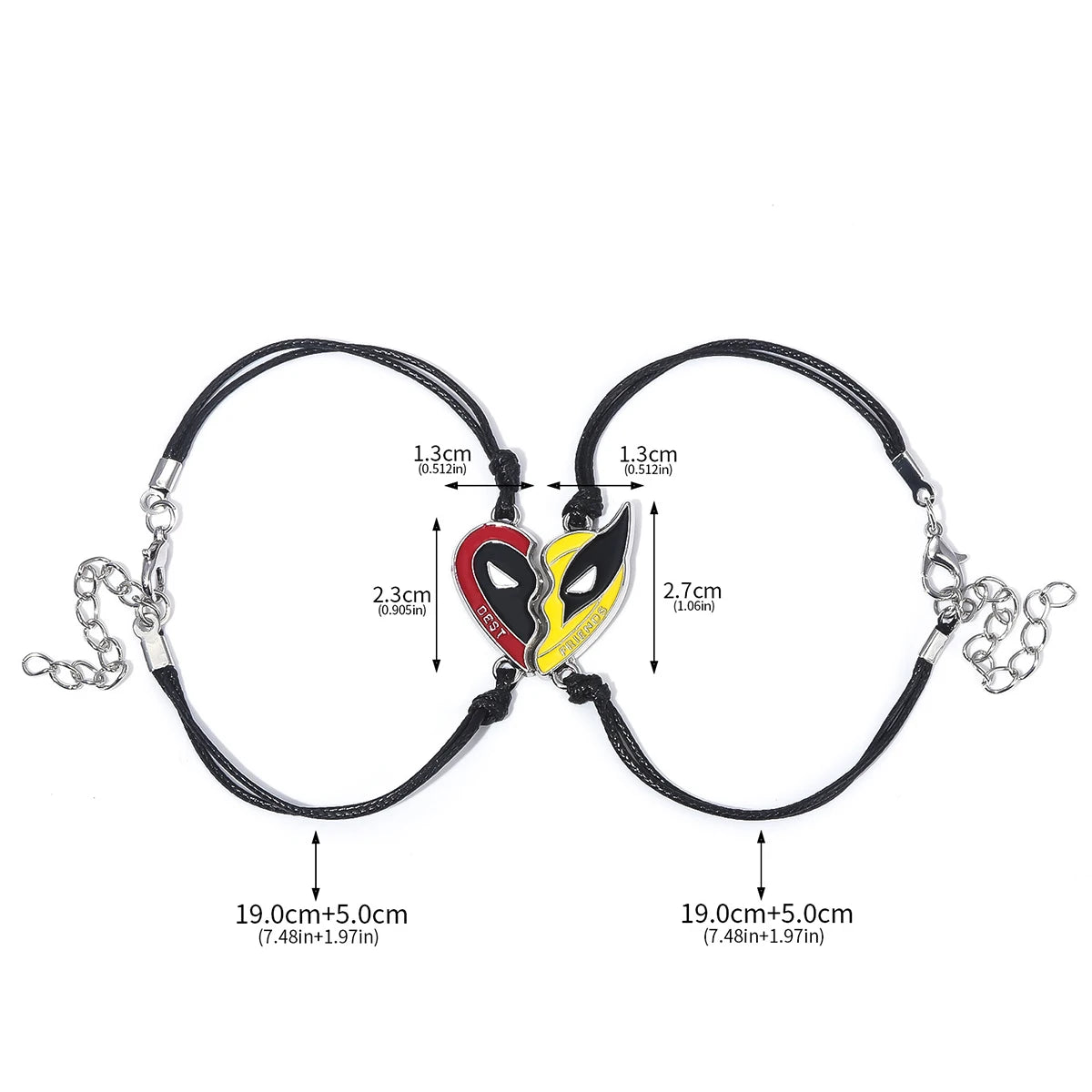 Best Friends Clown Mask Keychain & Bracelet Pendant Combo – Red & Yellow Love Jewelry for Friends