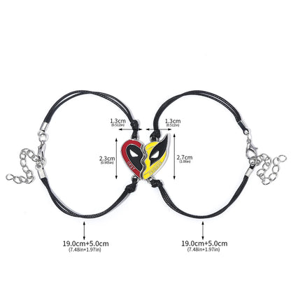 Best Friends Clown Mask Keychain & Bracelet Pendant Combo – Red & Yellow Love Jewelry for Friends