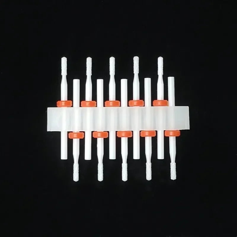 10PCS Ceramic Nail Drill Bits - Rotary Milling Cutters for Gel Polish Removal & Nail Grinding Machine Accessories