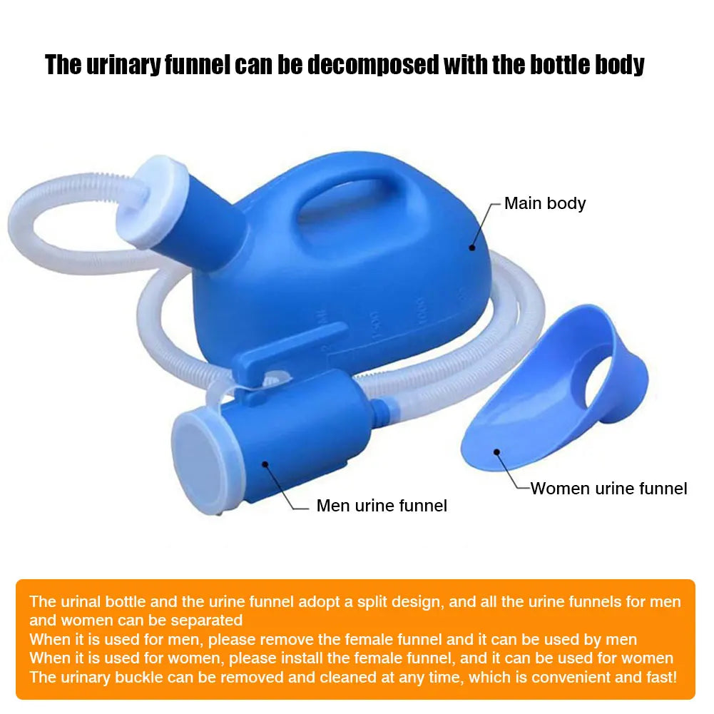 Portable Urinal with Extension Hose: 2000ml Capacity for Men and Women - Ideal for Camping and Travel