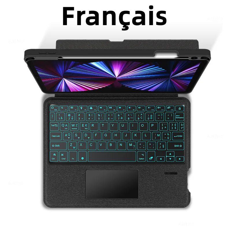 AJIUYU Keyboard Case for iPad Pro 11" & 12.9" (2018-2022) – Backlit Smart Keyboard with TouchPad for iPad Air & 10.2"