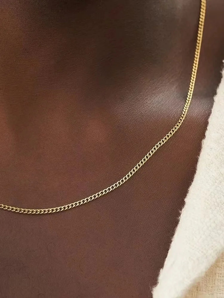 3mm Men’s Cuban Chain Necklace – Simple Stainless Steel Titanium Jewelry Gift