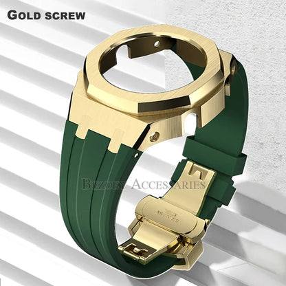 GEN4 Casioak GA2100 Mod Kit – Stainless Steel Case, Bezel, and Rubber Strap Replacement for G-SHOCK GA2100/GA2110