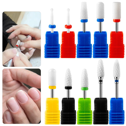 5PCS Ceramic Nail Drill Bit Set - Electric Milling Cutter Bits for Manicure & Pedicure Nail Machine Accessories
