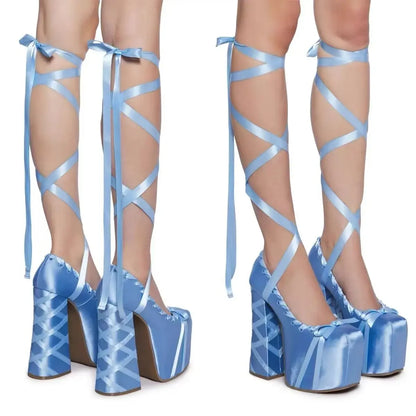 Chunky Heel Lolita Platform Pumps – Cute Ankle Strap Statement Shoes for Parties & Themed Events, Size 47