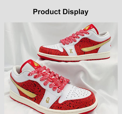 Gilding Flat Shoe Laces - Cashew Flower Hand-Painted Shoelaces for Sneakers, Basketball & Tennis Shoestrings