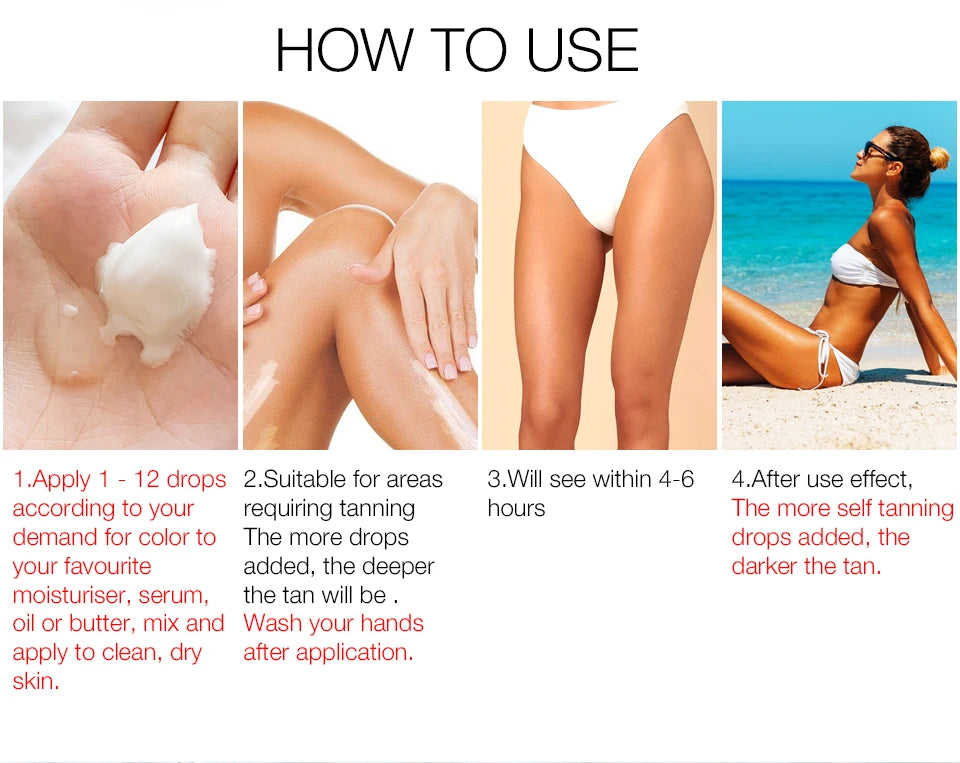 30ml Self-Tanning Drops — Natural-Looking Sunless Body Tanner Lotion for Skin Care