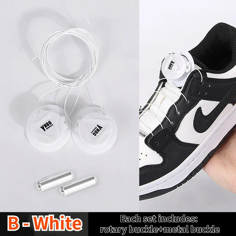 Rotating Metal Wire Swivel Sneaker Laces – No Tie Automatic Buckle for Kids & Adults, Quick Lock Shoestrings