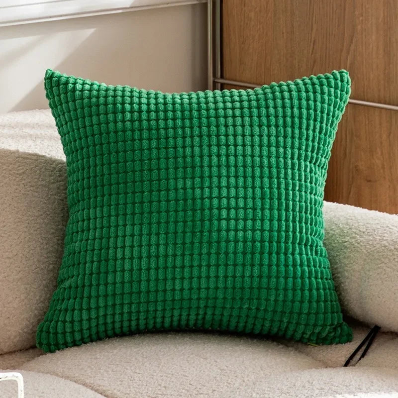 Christmas Red Corduroy Throw Pillow Covers – Soft Decorative Lumbar Cushion Cases for Holiday Home Decor