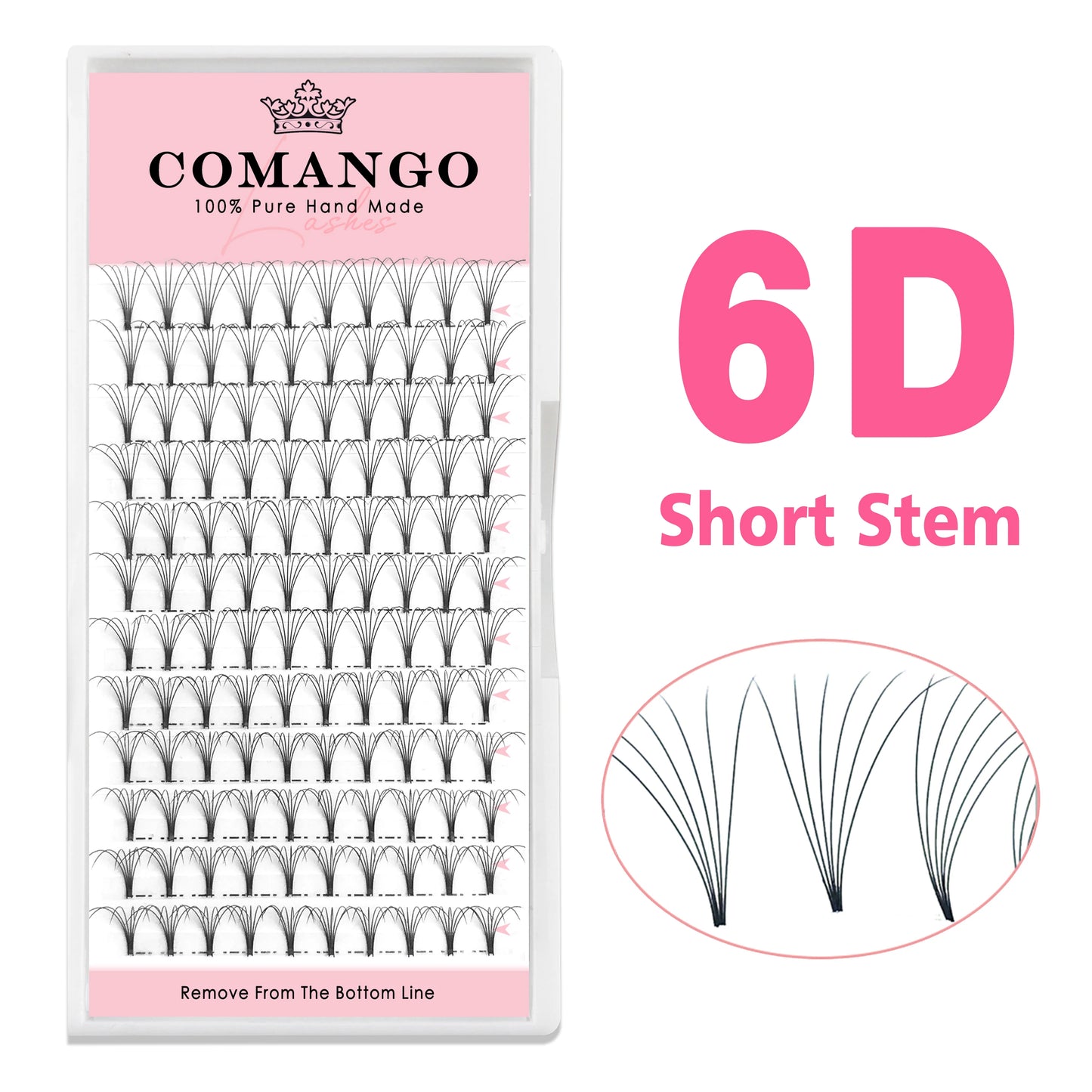 CoMango Premade Volume Fans Short Stem Russian Eyelash Extensions — 3D-10D Faux Mink Lashes Wholesale