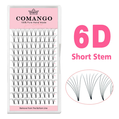 CoMango Premade Volume Fans Short Stem Russian Eyelash Extensions — 3D-10D Faux Mink Lashes Wholesale