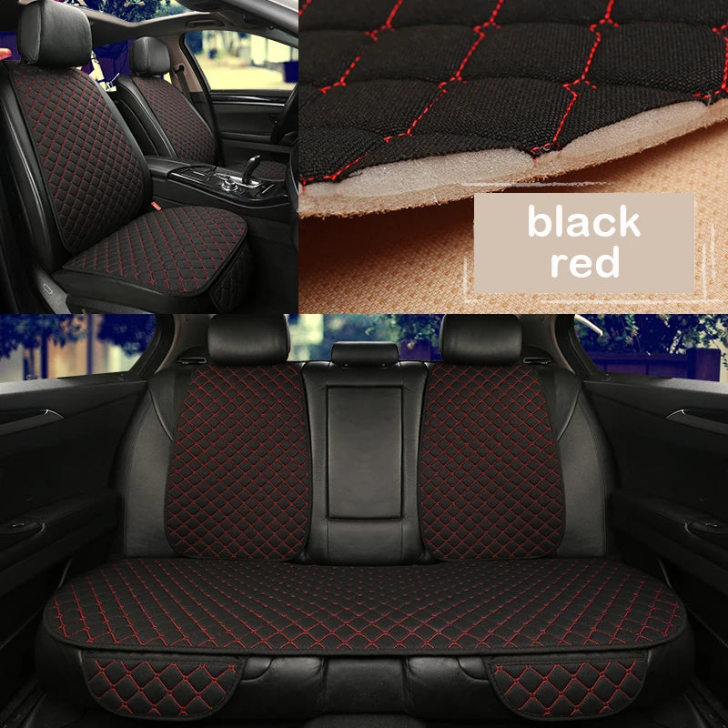 Universal Linen Car Seat Cover Protector Set – Breathable Flax Summer Cushion Pad for Front & Rear Seats Sedan, SUV & Pickup Interior Accessories