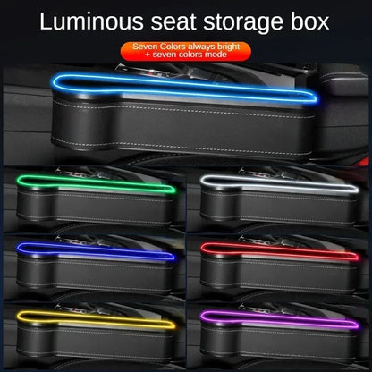 Car Seat Gap Organizer with 2 USB Chargers, LED Colorful Light, Pocket for Cards, Phone, Bottle & Cup Holder