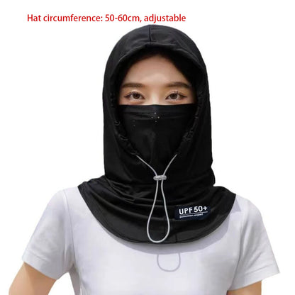 Unisex Summer UV Protection Hat with Mask & Shawl – Ice Silk Breathable Sun Protection Pullover Cap for Outdoor Sports & Beach Use