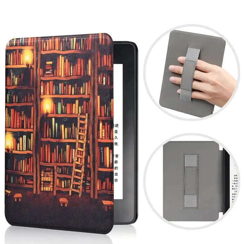 6" Kindle 11th Generation 2024 Case | PU Leather Ebook Cover with Hand Strap & Auto Wake Sleep
