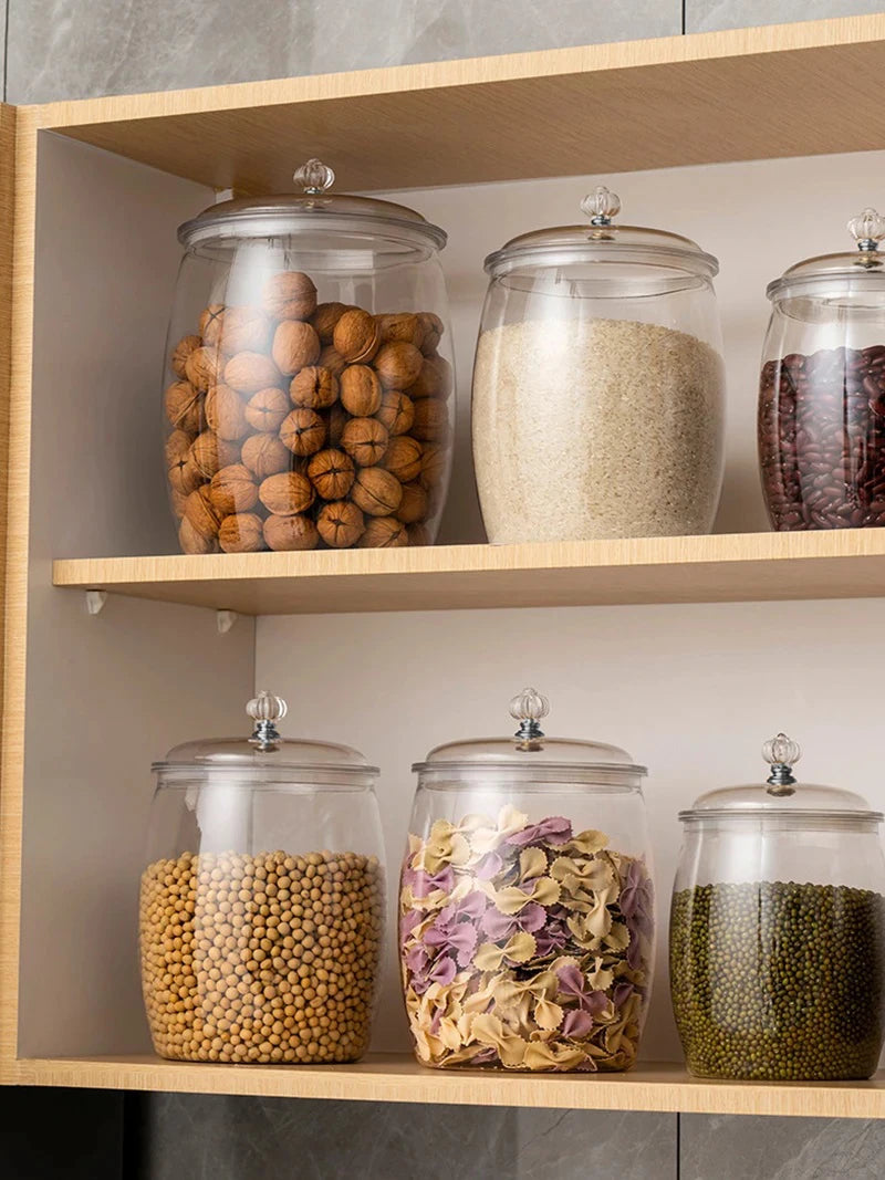 Plastic Food Storage Jar with Airtight Lid - 2.2/3.8/6.5L Flour, Grains, Candy & Cookie Canister