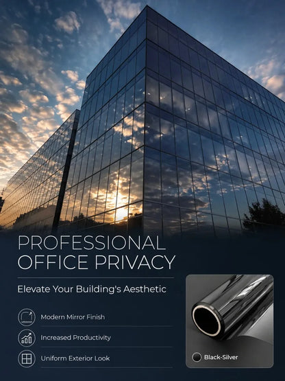 30-90cm Privacy Window Film - Extra Wide One-Way Heat Control Sun Blocking Static Cling Film for Home, Office & Balcony Glass