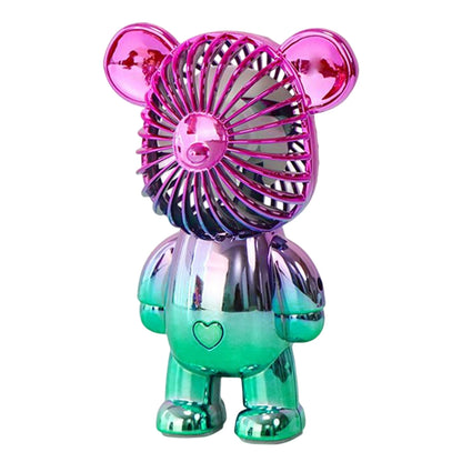 Graffiti Bear Electric Fan - USB Rechargeable 3-Speed Desktop Fan for Camping & Travel
