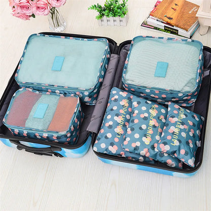 6PCS Travel Storage Bag Set – Clothes Organizer, Wardrobe Pouches & Packing Cubes for Suitcases