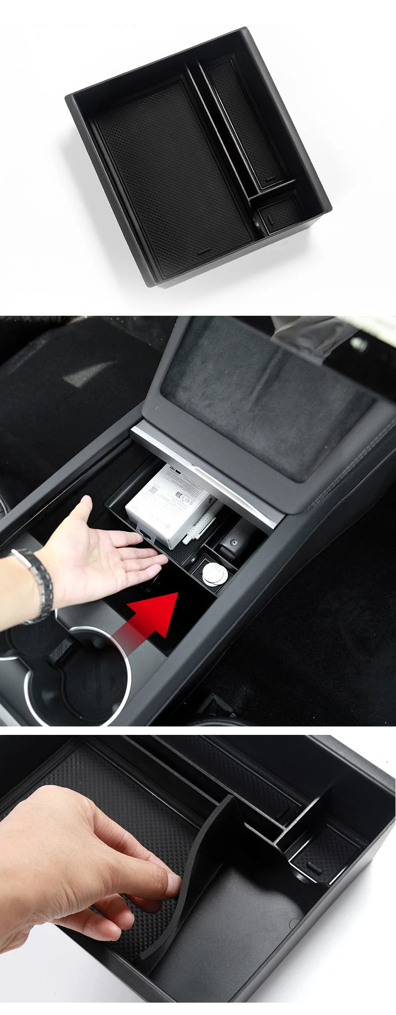 Tesla Model 3 Highland 2024 Center Console Storage Box – Armrest Organizer Accessory for Model 3 Stowing & Tidying