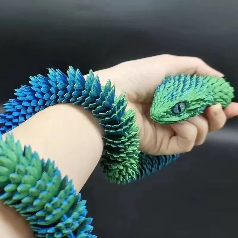 3D Printed Movable Joint Snake Figurine — Simulation Fidget Toy, Office Desktop Ornament, 2025 New Year Gift Craft