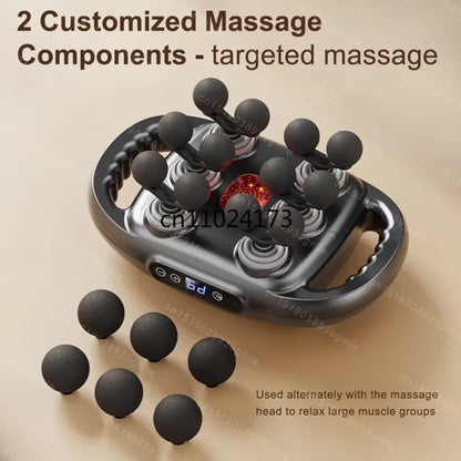 Fascia Massage Gun with 12/8 Heads — Electric Deep Tissue Muscle Relaxation Gun, High-Frequency Back & Body Massager