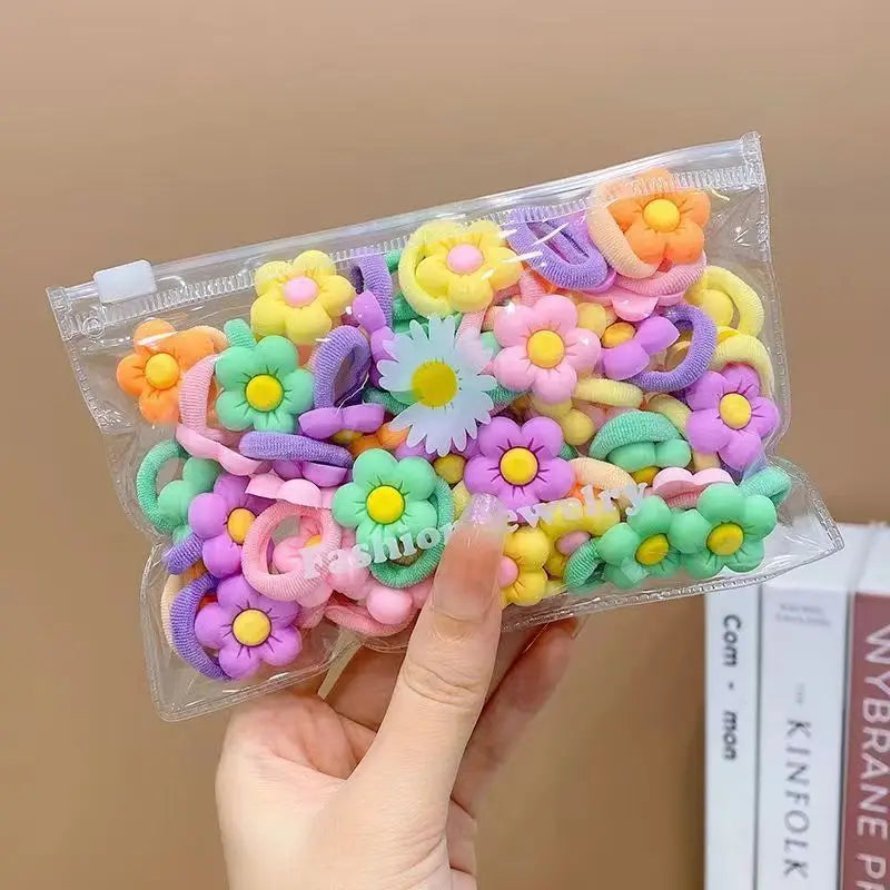 10/20PCS Cute Cartoon Hair Bands – Soft Elastic Scrunchies for Girls & Kids, Gentle on Hair