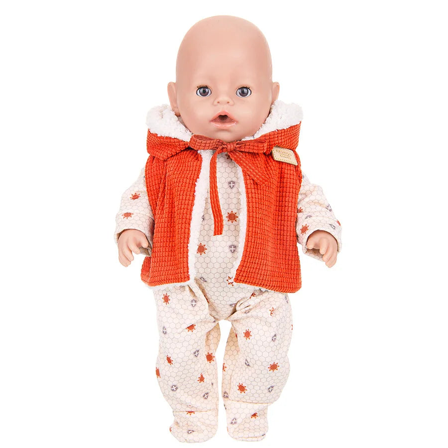 43cm Baby Doll Clothes Set – Leather Jacket, Pants & Rompers for 18-Inch American Dolls, Winter Outfit