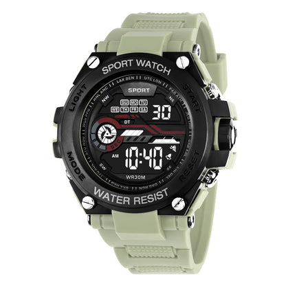 YIKAZE Men’s Waterproof Sports Watch — Multifunction LED Digital Military Watch with Alarm Clock