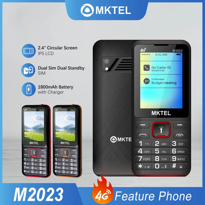 MKTEL M2023 4G Feature Phone – 2.4" Screen, Dual SIM, 1800mAh Battery, MP3/MP4/FM Radio, Puguang Lamp