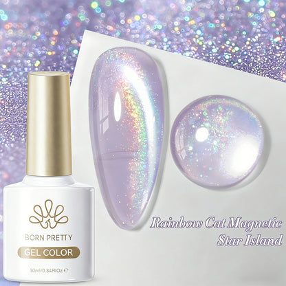 BORN PRETTY Cat Magnetic Gel Nail Polish 117 Colors 10ml Full Coverage Semi-Permanent Soak-Off Nail Varnish for Salon Manicure Glitter Cat Eye Nails