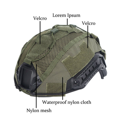 Tactical Helmet Cover Set – Hybrid Mesh Cover for Maritime, Bump & Ballistic Helmets with NVG Battery Pouch for Hunting